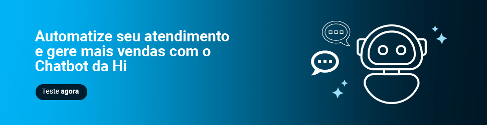  frase escrito em branco em fundo azul automatize seu atendimento e gere mais vendas com o Chatbot da Hi