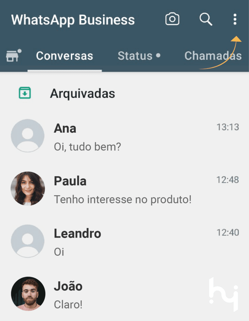  Imagem mostrando o menu do WhatsApp Business para criar um catálogo